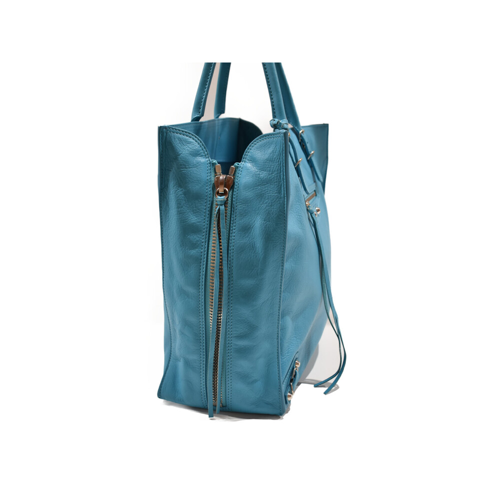 BALENCIAGA Paper Blue Leather Handbag Tote Bag - Picture 3 of 7